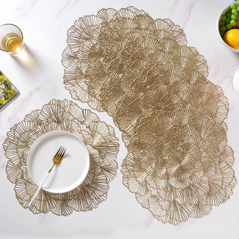 Flower Table Mat Gold Set Of 6 15 Inch