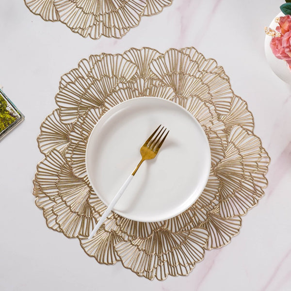 Flower Table Mat Gold Set Of 6 15 Inch Online - Premium Table Mat ...