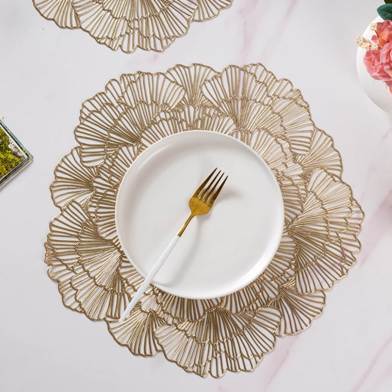 Flower Table Mat Gold Set Of 6 15 Inch