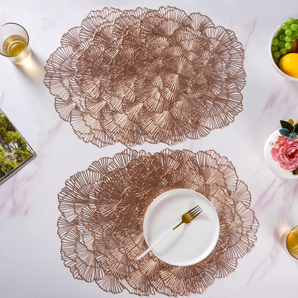 Flower Table Mat Rose Gold Set Of 6 15 Inch