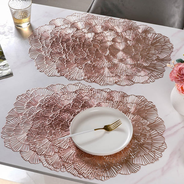 Flower Table Mat Rose Gold Set Of 6 15 Inch