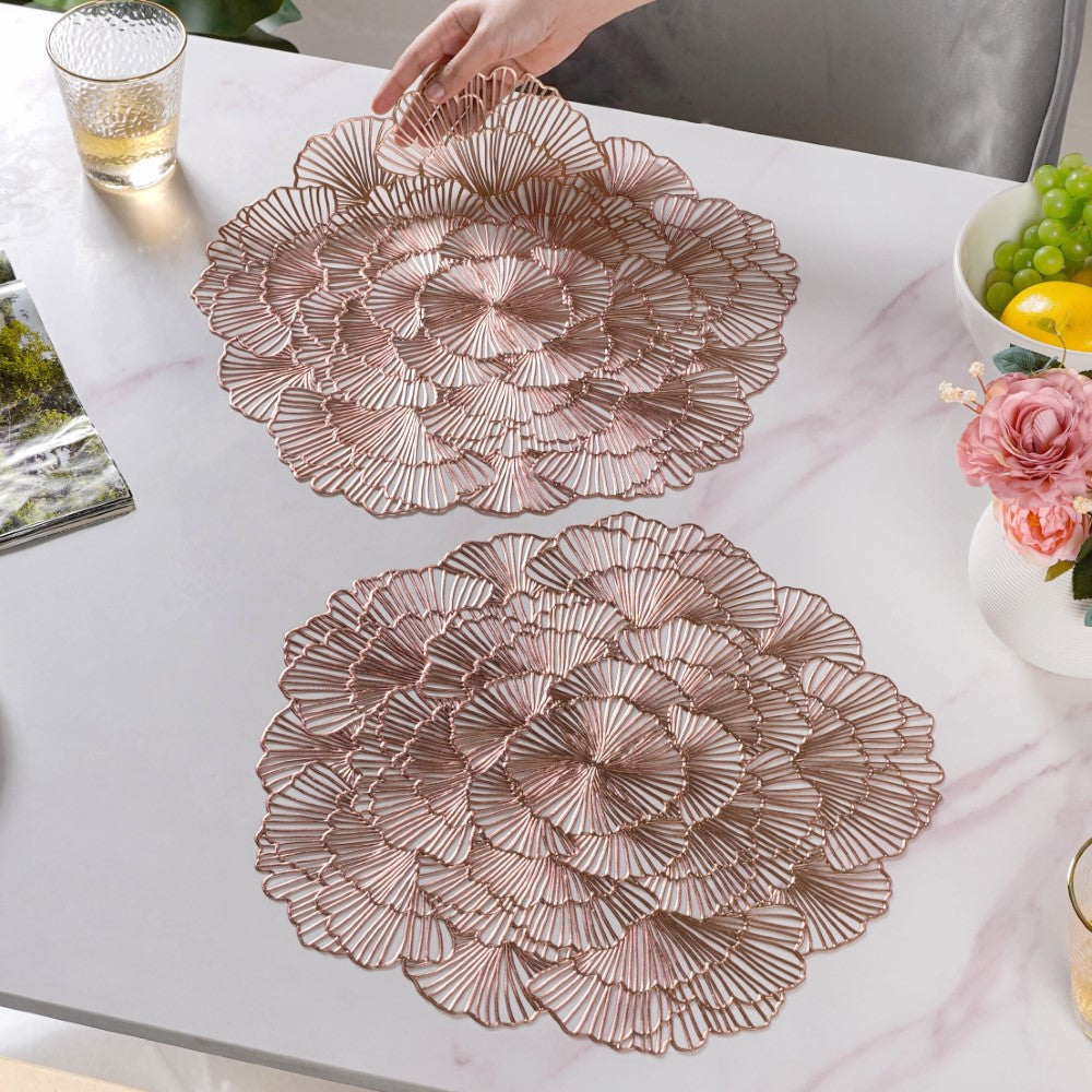 Pvc Placemat Set Round Placemats Waterproof Vintage Flower