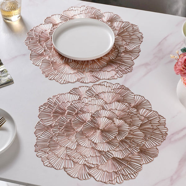 Flower Table Mat Rose Gold Set Of 6 15 Inch