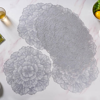 Flower Table Mat Silver Set Of 6 15 Inch