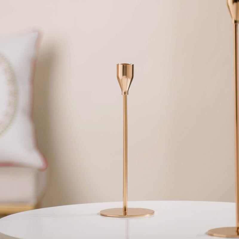 Gold Taper Candle Holder Set Of 3 - Nordic candle holder set, gold metal decor, modern candle holders, stylish home accessories