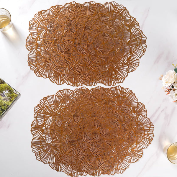 Flower Table Mat Bronze Set Of 6 15 Inch