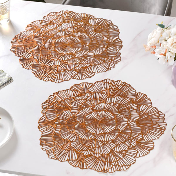 Flower Table Mat Bronze Set Of 6 15 Inch