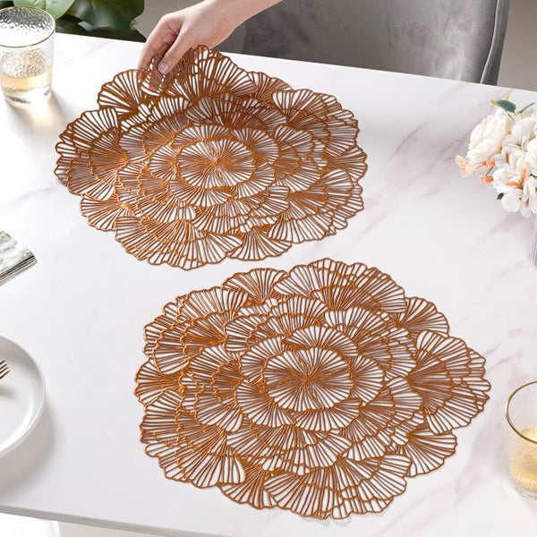 Flower Table Mat Bronze Set Of 6 15 Inch