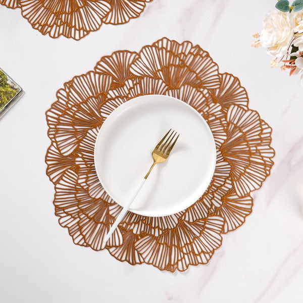 Flower Table Mat Bronze Set Of 6 15 Inch