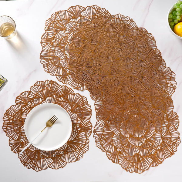 Flower Table Mat Bronze Set Of 6 15 Inch