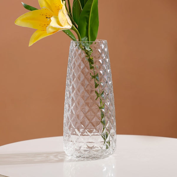 Diamante Glass Flower Vase Translucent