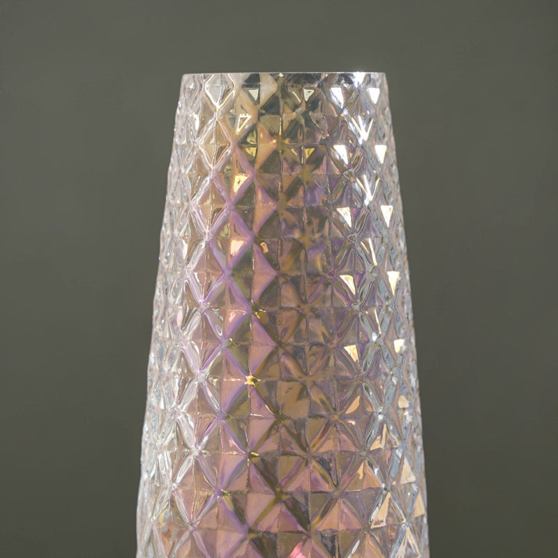 Diamante Glass Flower Vase Iridescent - Glass flower vase for home decor, office and gifting | Room decoration items