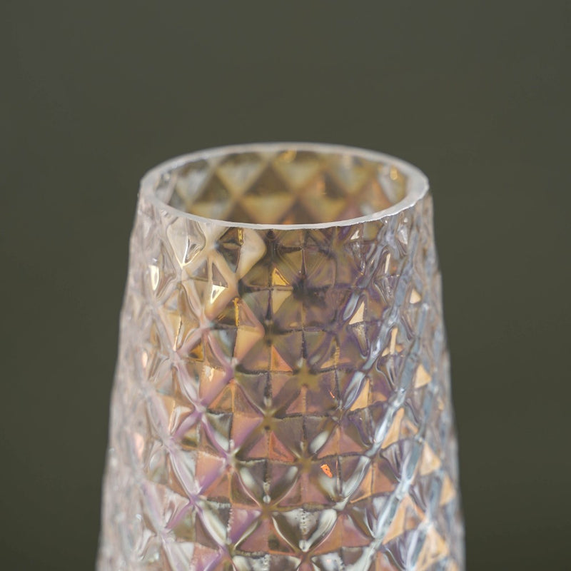 Diamante Glass Flower Vase Iridescent - Glass flower vase for home decor, office and gifting | Room decoration items