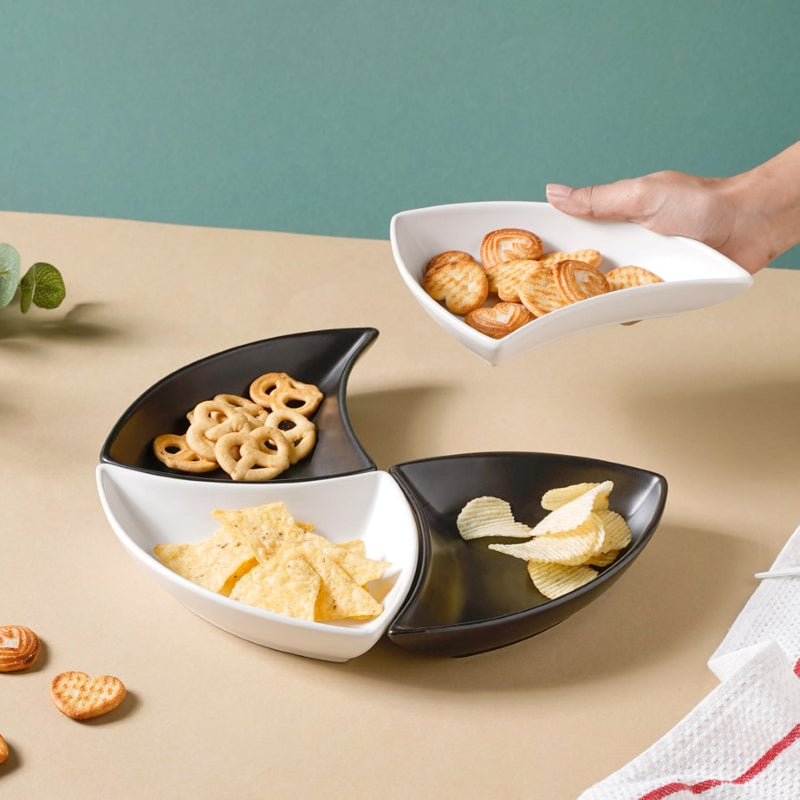 Snack Party Plate Set of 4 Black And White - Serving plate, snack plate, dessert plate | Plates for dining & home decor