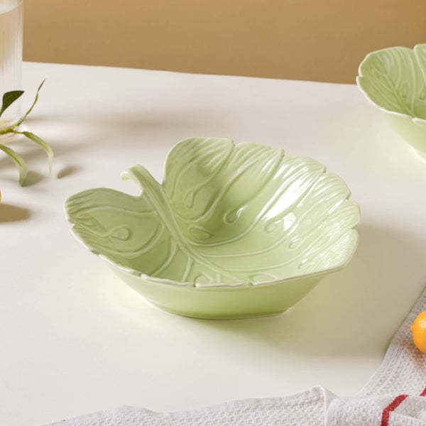 Ceramic Taro Leaf Serving Bowl Light Green 700 ml