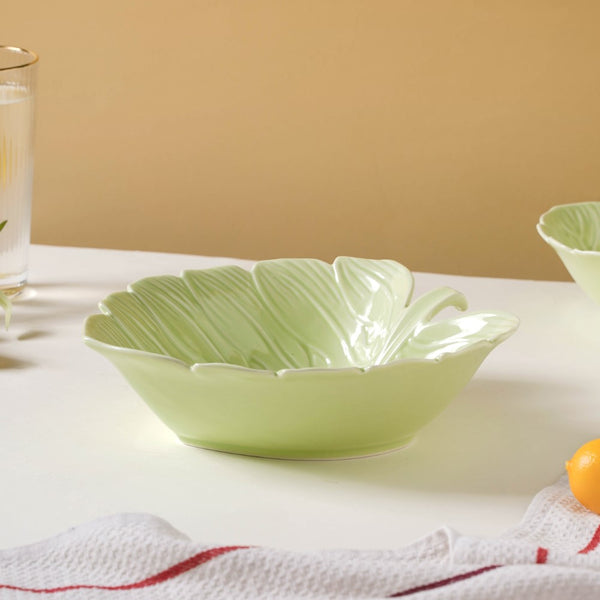 Ceramic Taro Leaf Serving Bowl Light Green 700 ml