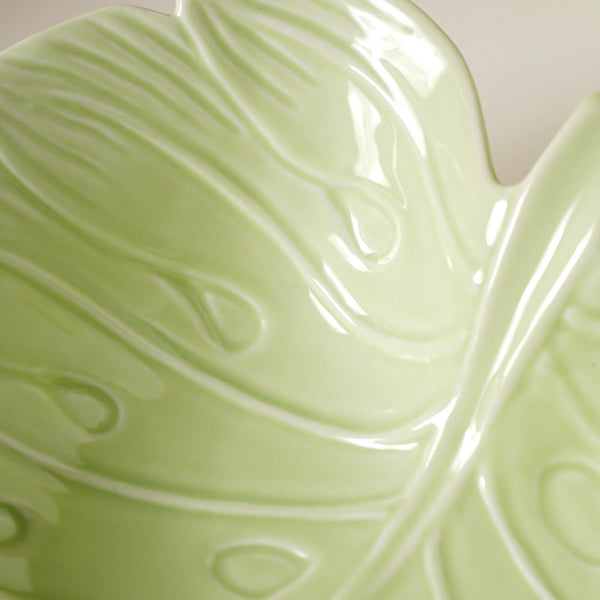 Ceramic Taro Leaf Serving Bowl Light Green 700 ml