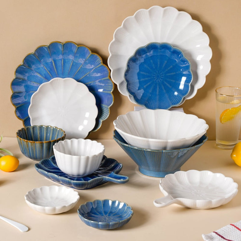 Ocean Blue and White 28 Piece Dinner Set For 6