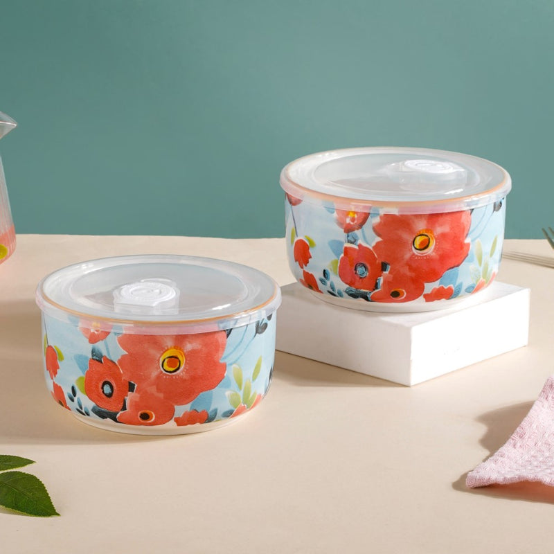 Yuri Ceramic Lunch Box Blue 550 ml Set Of 2