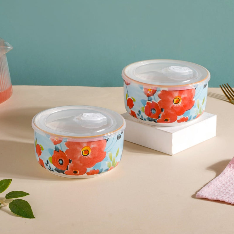 Yuri Ceramic Lunch Box Blue 550 ml Set Of 2