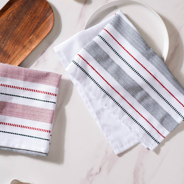 Striped Cotton Kitchen Towel Set Of 2