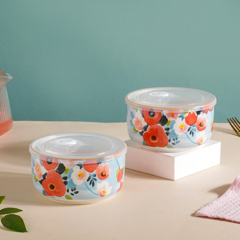 Yuri Ceramic Lunch Box Blue 550 ml Set Of 2