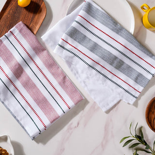 Striped Cotton Kitchen Towel Set Of 2