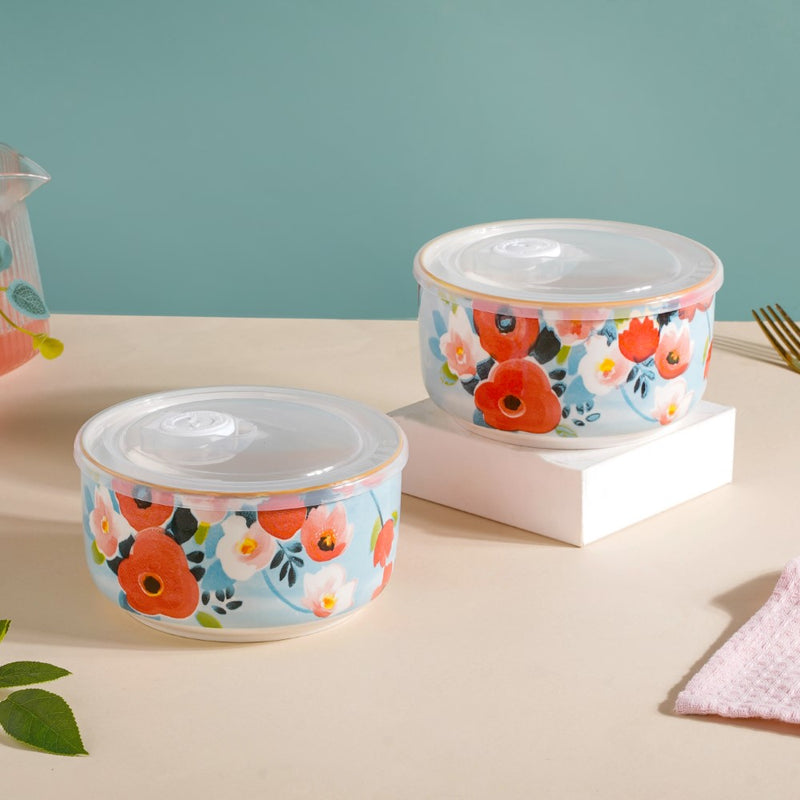 Yuri Ceramic Lunch Box Blue 550 ml Set Of 2