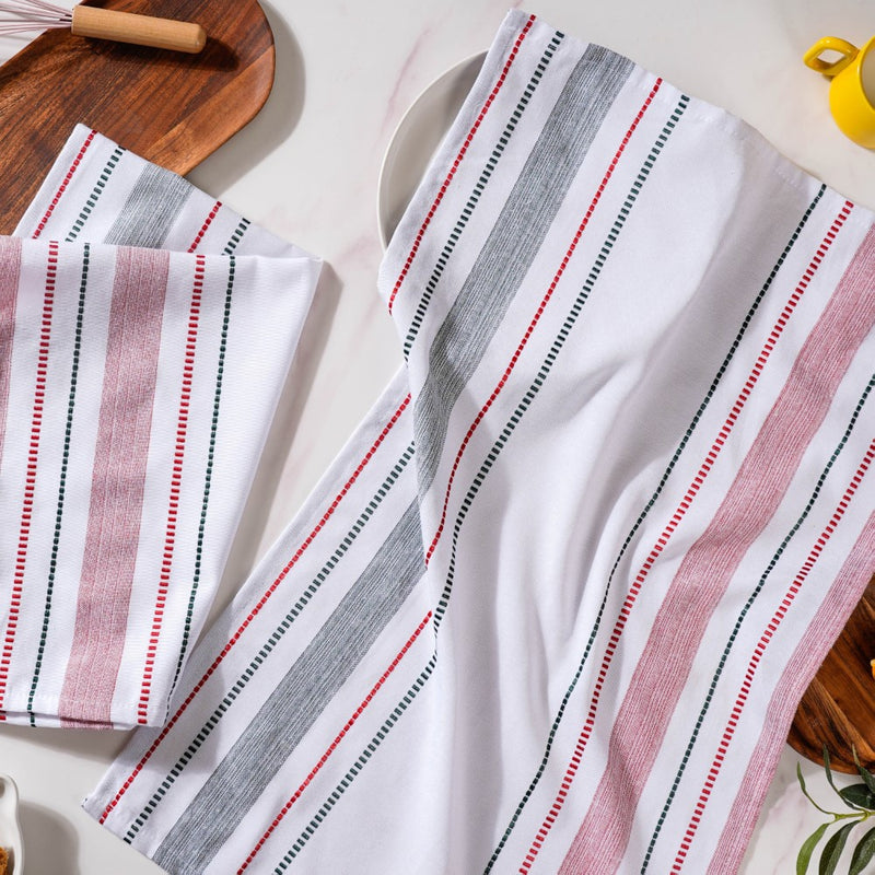 Red And Green Patterned Cleaning Towel Set Of 2