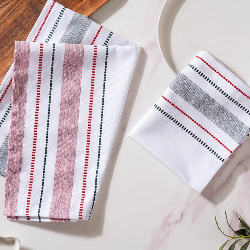 Red And Green Patterned Cleaning Towel Set Of 2