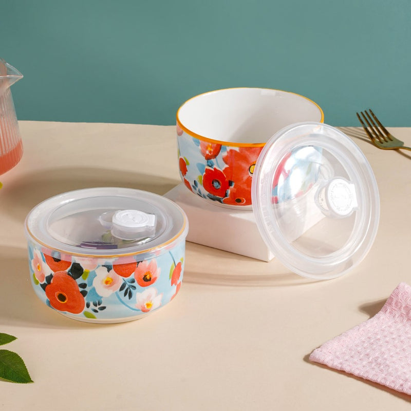 Yuri Ceramic Lunch Box Blue 550 ml Set Of 2