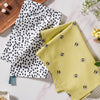 Dots and Bees Printed Cotton Tea Towel Of 2