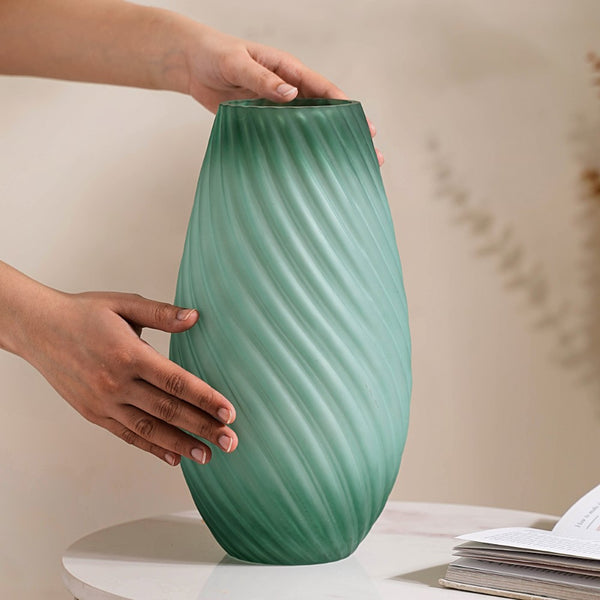 Matte Ombre Glass Vase Green