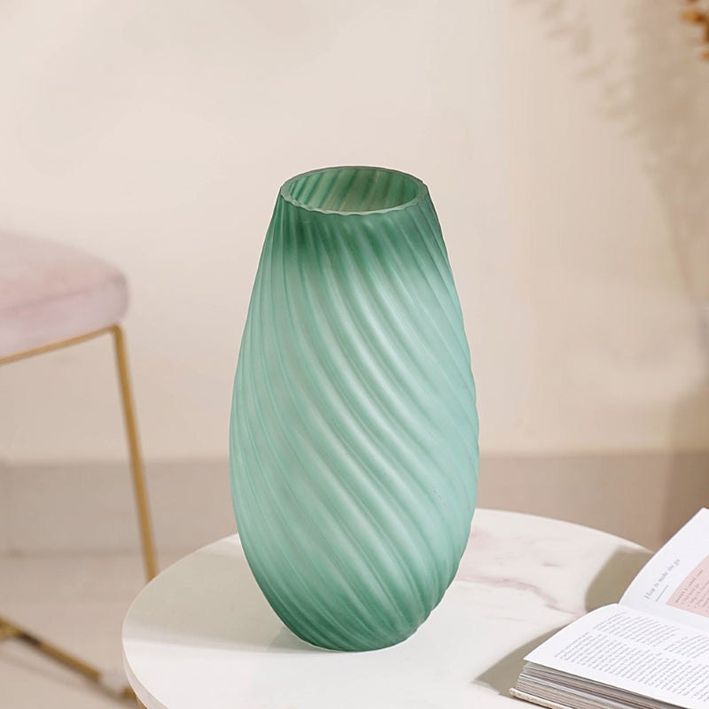 Matte Ombre Glass Vase Green
