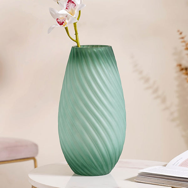 Matte Ombre Glass Vase Green