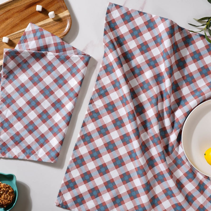 Chequered Soft Tea Towel Set Of 2