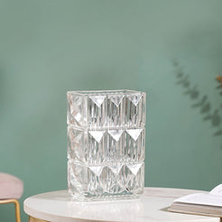 Cut Glass Crystal Decorative Vase- Crystal Glass Vase, Decorative Glass Vase, Elegant Crystal Vase, Glass Decorative Vase