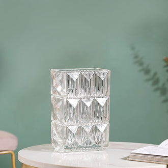 Cut Glass Crystal Decorative Vase- Crystal Glass Vase, Decorative Glass Vase, Elegant Crystal Vase, Glass Decorative Vase