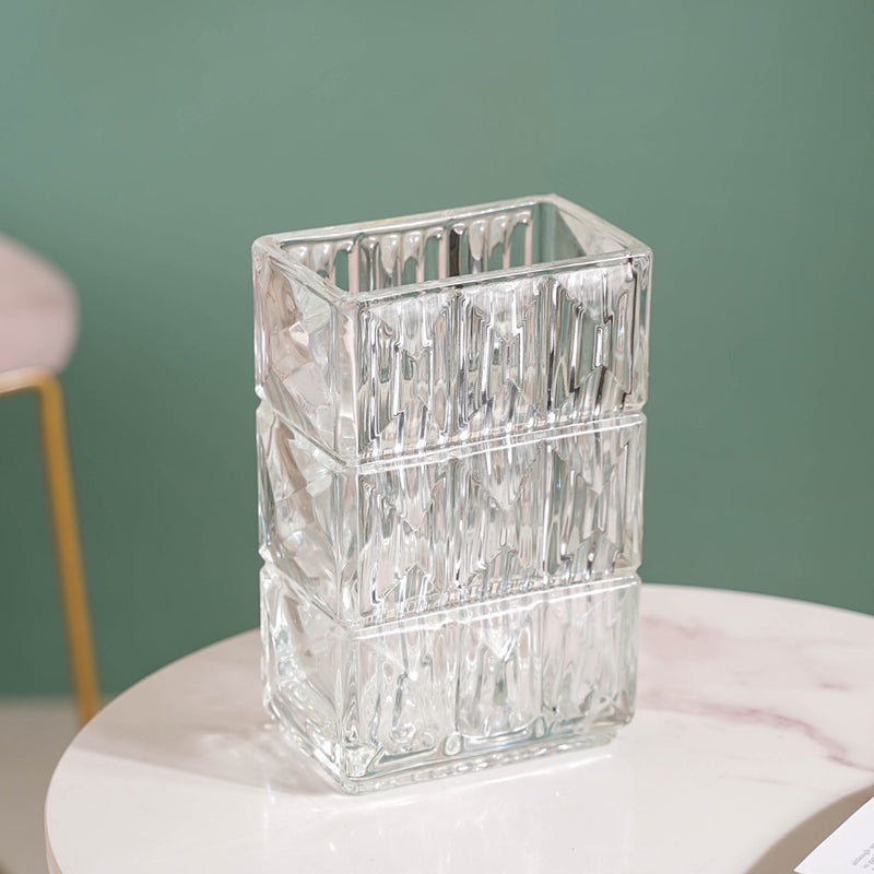Cut Glass Crystal Decorative Vase- Crystal Glass Vase, Decorative Glass Vase, Elegant Crystal Vase, Glass Decorative Vase