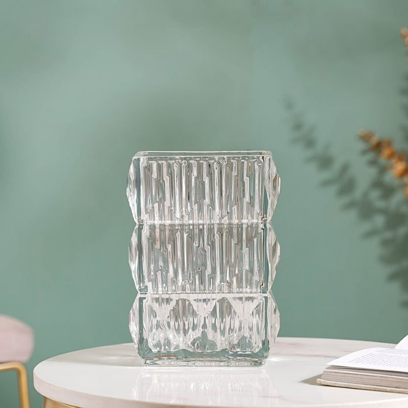 Cut Glass Crystal Decorative Vase- Crystal Glass Vase, Decorative Glass Vase, Elegant Crystal Vase, Glass Decorative Vase