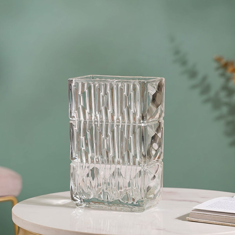 Cut Glass Crystal Decorative Vase- Crystal Glass Vase, Decorative Glass Vase, Elegant Crystal Vase, Glass Decorative Vase