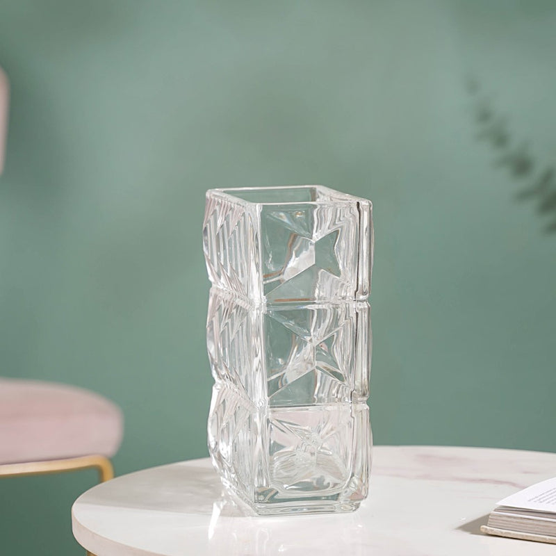 Cut Glass Crystal Decorative Vase- Crystal Glass Vase, Decorative Glass Vase, Elegant Crystal Vase, Glass Decorative Vase
