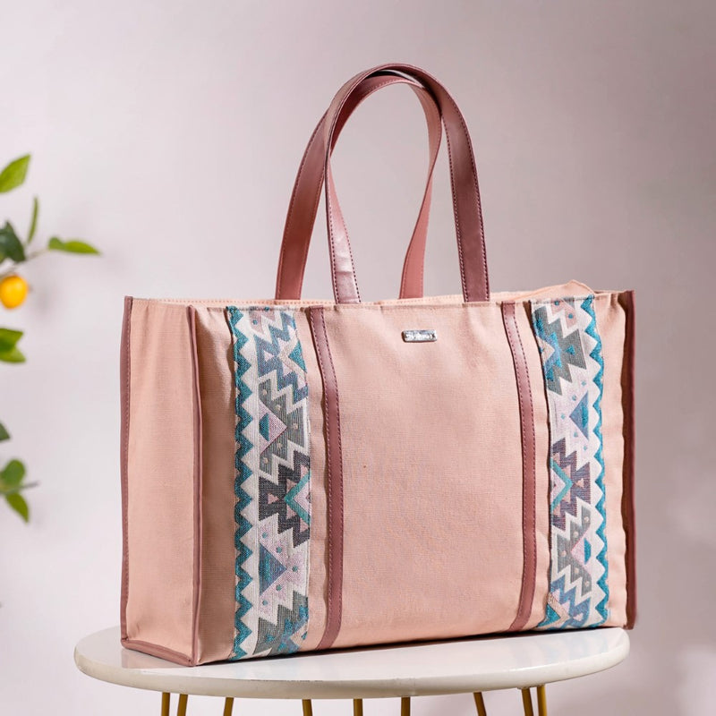 Sustainable Carryall Handbag Pink Large 13 X 12 Inch