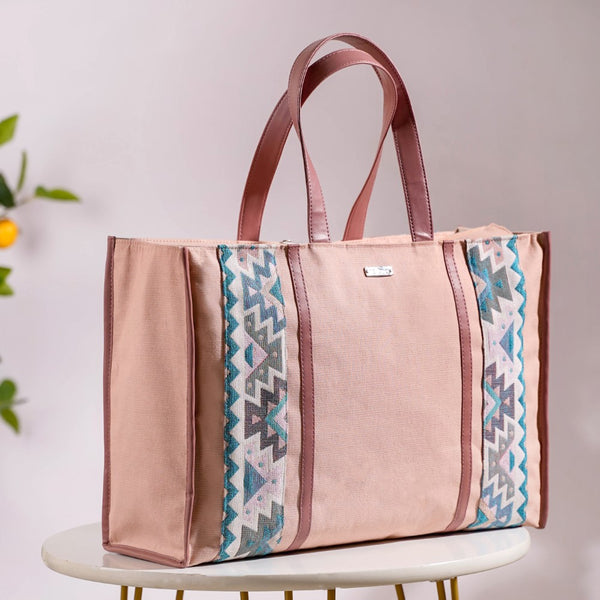 Sustainable Carryall Handbag Pink Large 13 X 12 Inch