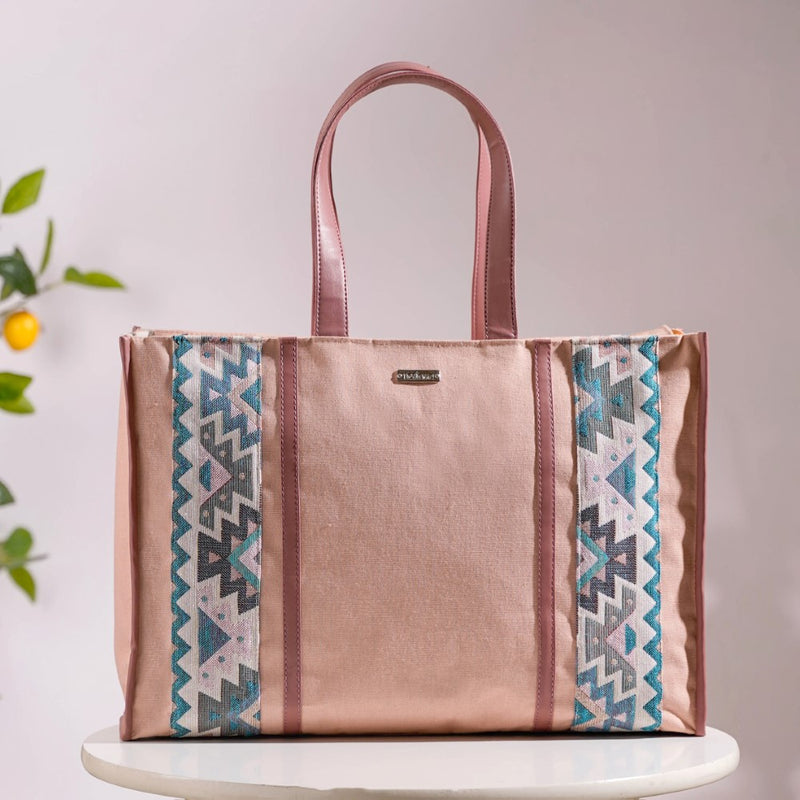 Sustainable Carryall Handbag Pink Large 13 X 12 Inch