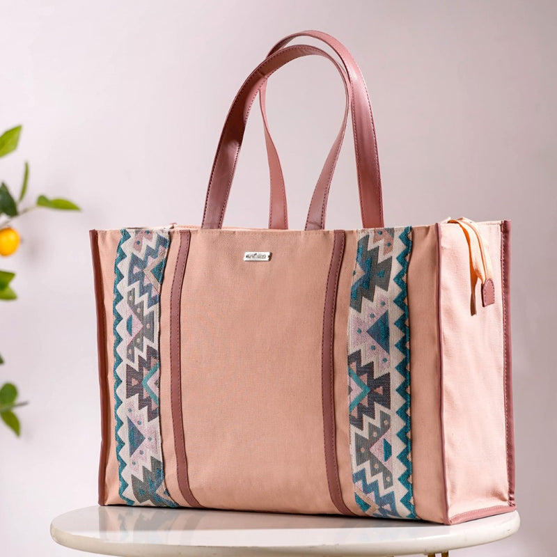 Sustainable Carryall Handbag Pink Large 13 X 12 Inch