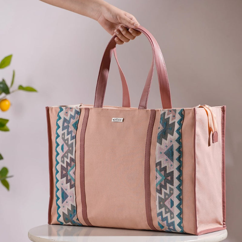 Sustainable Carryall Handbag Pink Large 13 X 12 Inch