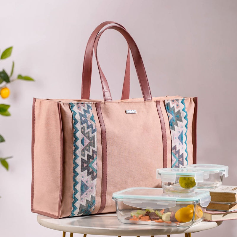 Sustainable Carryall Handbag Pink Large 13 X 12 Inch