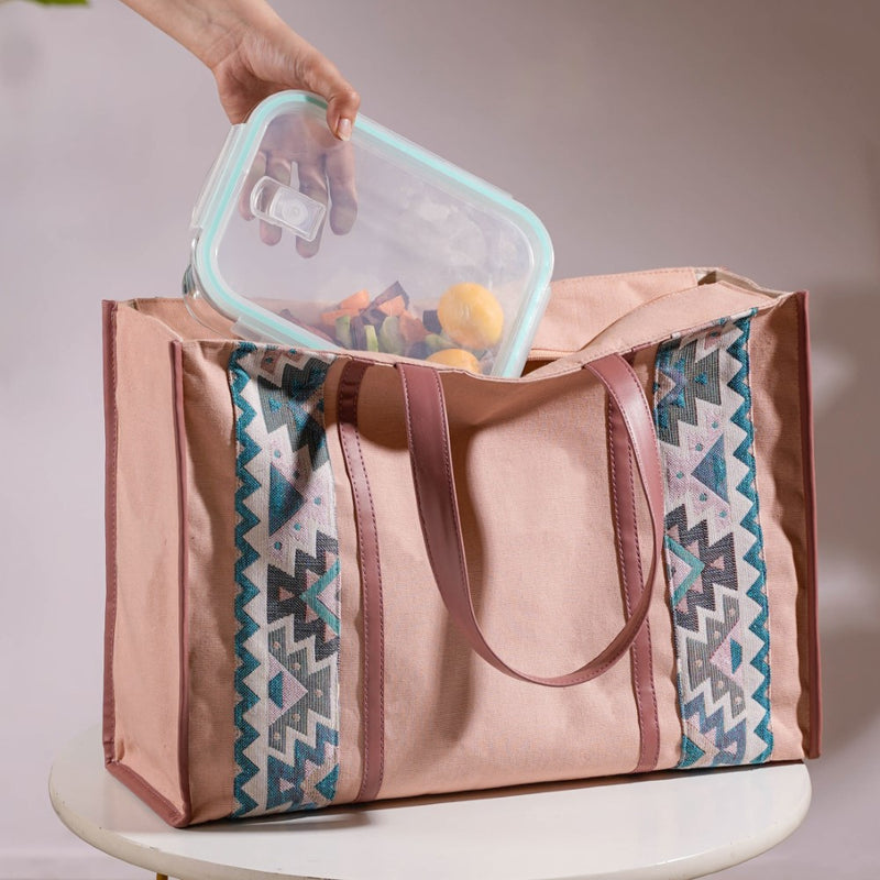 Sustainable Carryall Handbag Pink Large 13 X 12 Inch