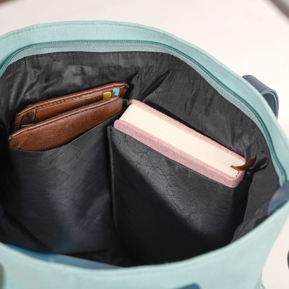 Durable Canvas Tote Bag Multi Pockets Handbag Double Handle - Temu